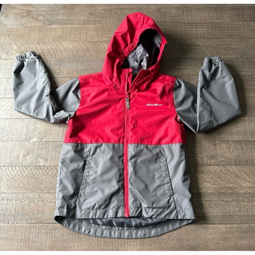 Eddie Bauer Boys‎ Gray Red Windbreaker Jacket Size 7/8
